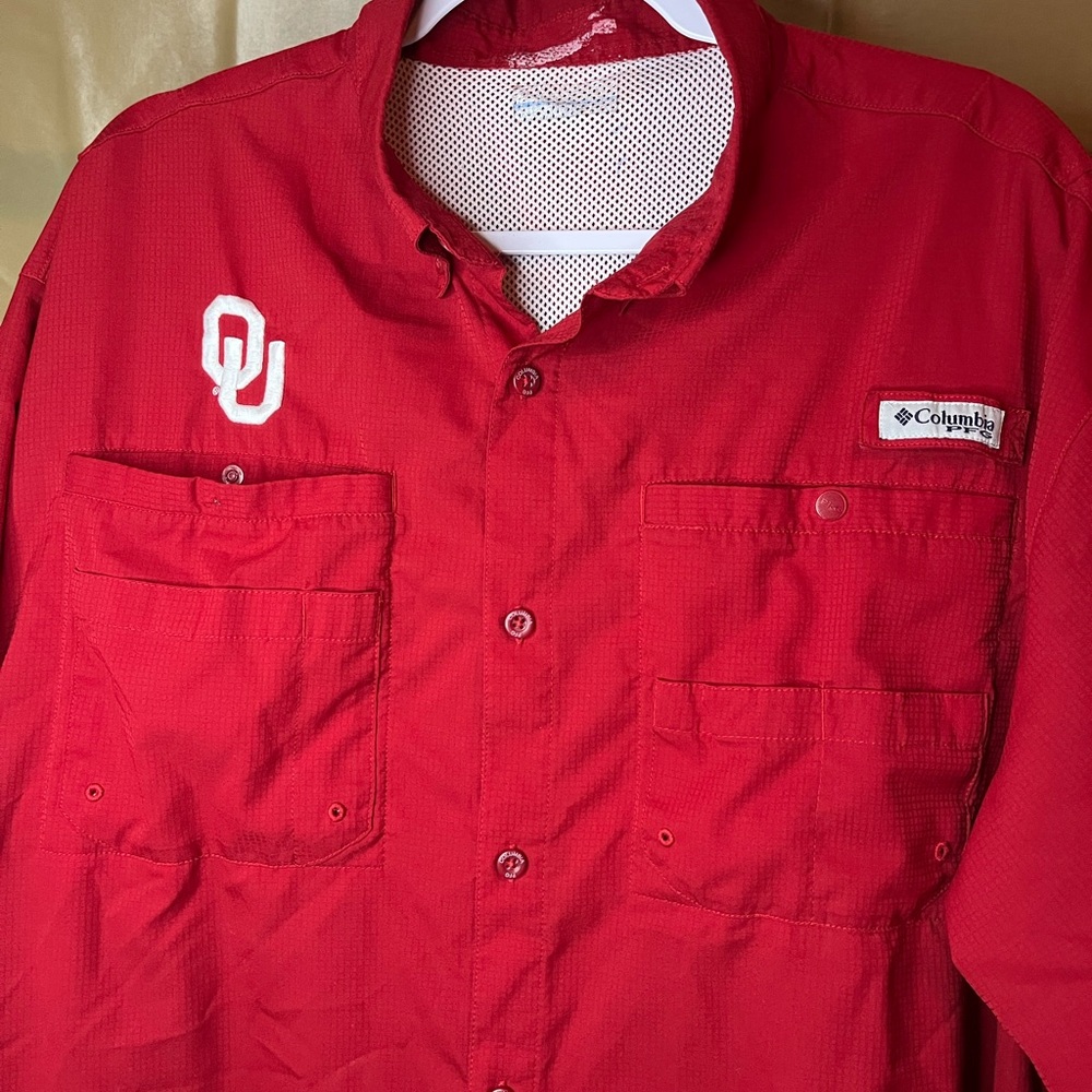 Oklahoma University -Columbia Red Casual Button Down Shirt
